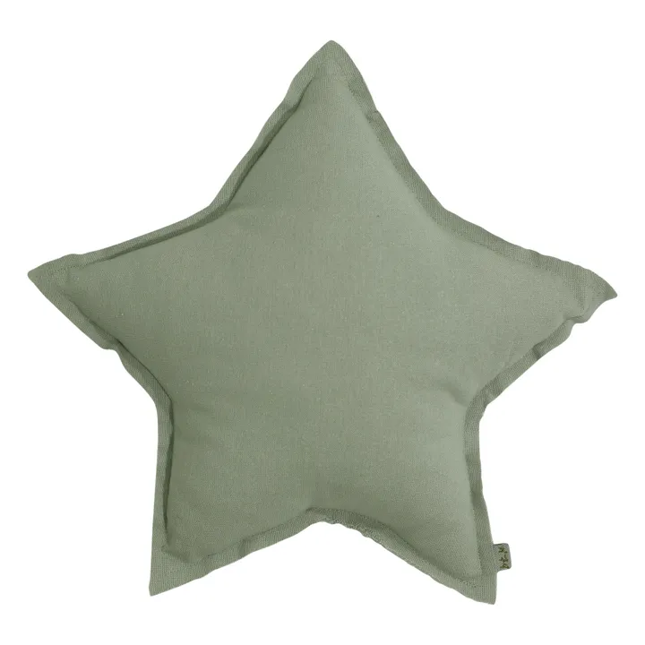 Cuscino motivo stella in cotone bio | Sage Green S049- Immagine del prodotto n°0