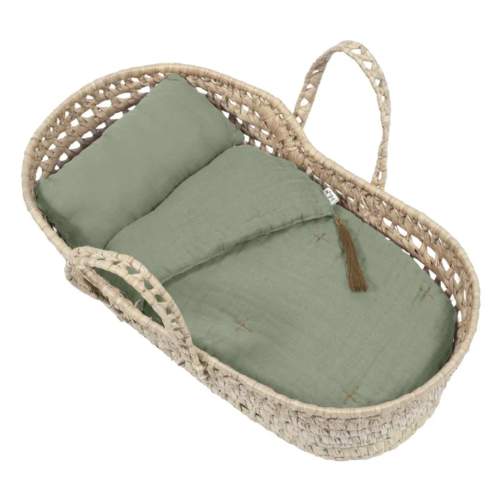 Moses Basket, Mattress and Doll Quilt | Sage Green S049- Product image n°0