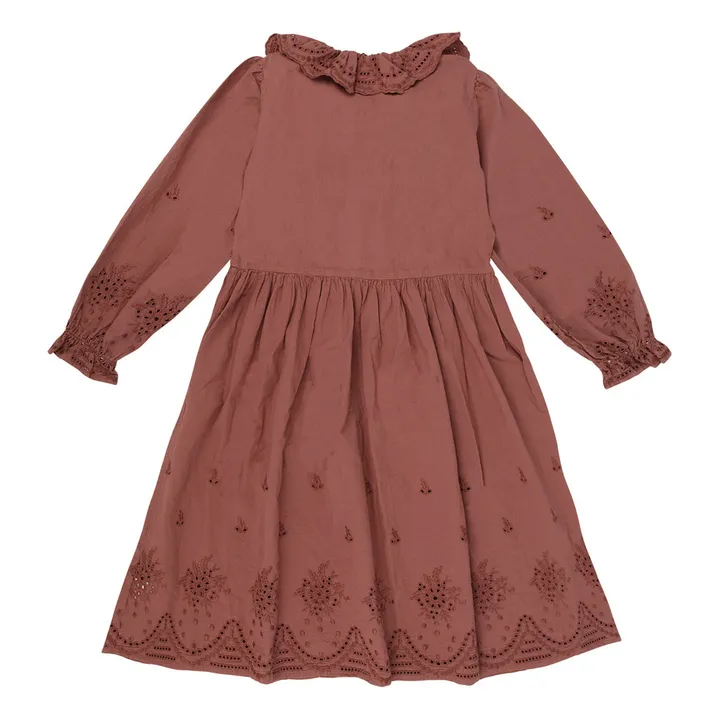 Robe Coton Bio Brodée Beatrice | Lie de vin- Image produit n°1