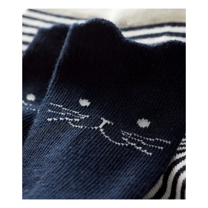 Lotto di 2 calzini, motivo: gatto | Blu- Immagine del prodotto n°1