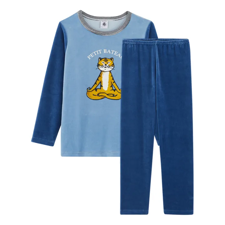 Pijama de terciopelo Lifou | Azul- Imagen del producto n°0