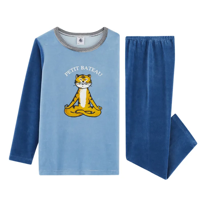 Pijama de terciopelo Lifou | Azul- Imagen del producto n°2