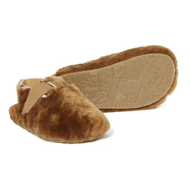 Clogs Pelzimitat | Kamelbraun