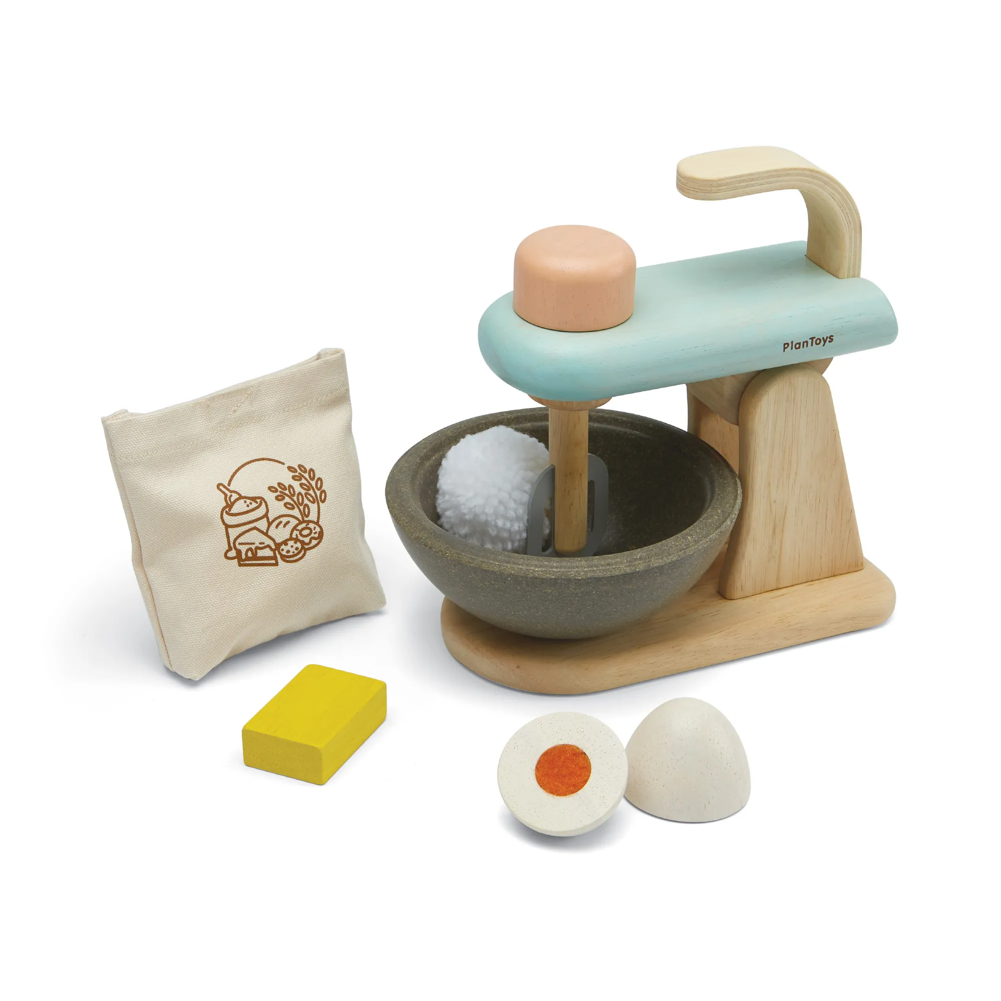 Plan Toys Natural Rubber Wood Food Processor Toy
