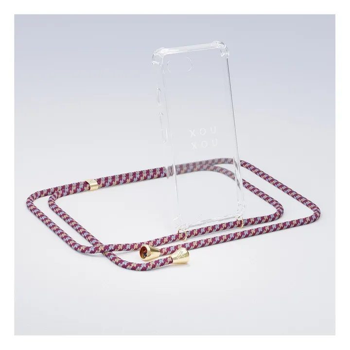 Bordeaux Camouflage Smartphone Necklace | Burgundy- Product image n°0