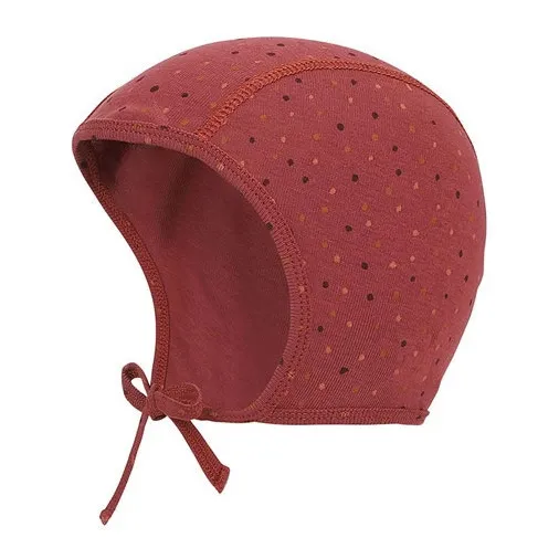 Organic Cotton Polka Dot Bonnet | Brick red- Product image n°0