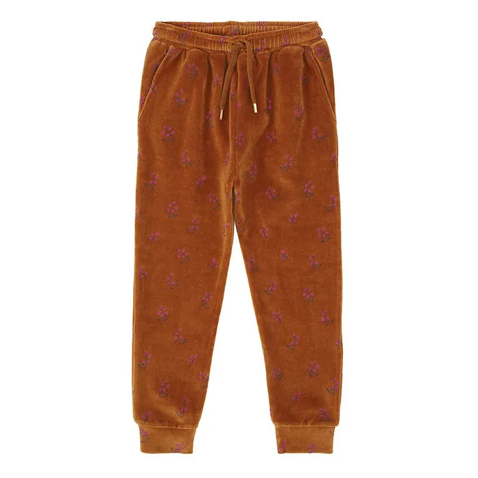 Charline Velour Organic Cotton Joggers | Camel- Product image n°0