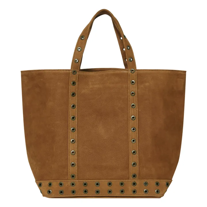 Vanessa Bruno Nubuck Medium Tote with Eyelets Cognac Smallable