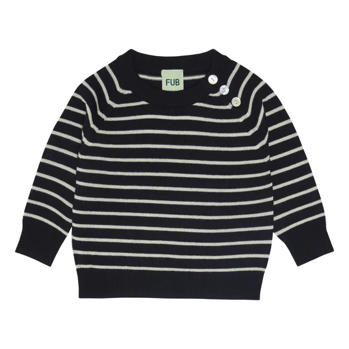 Extra Fine Striped Wool Jumper | Navy blue- Product image n°0
