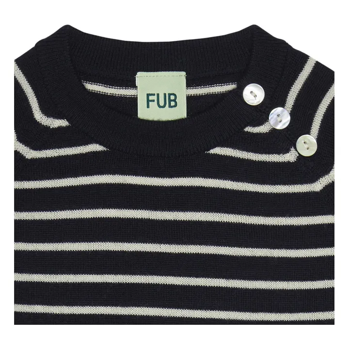 Extra Fine Striped Wool Jumper | Navy blue- Product image n°1