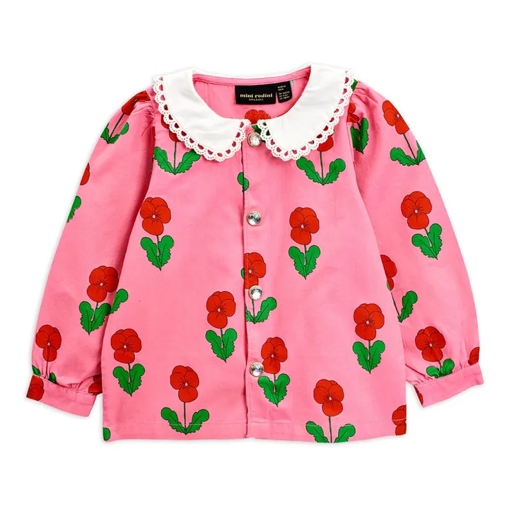 Blusa Violas de algodón orgánico | Rosa- Imagen del producto n°0