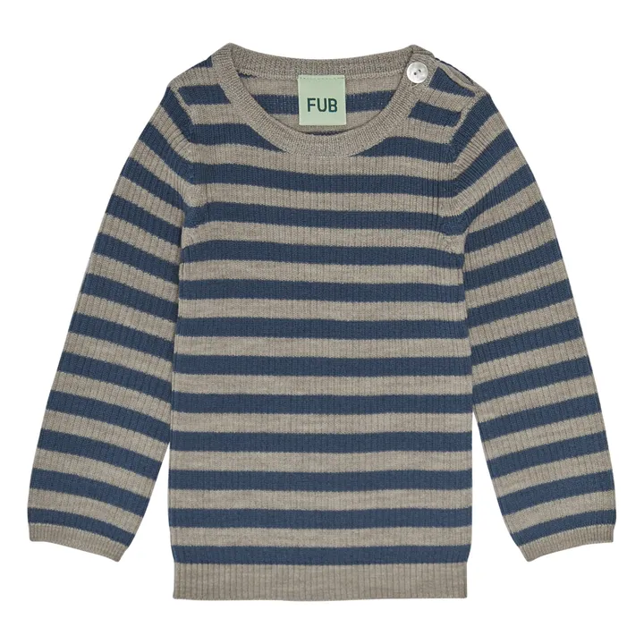 Extra Fine Wool Ribbed Jumper | Petrol blue- Product image n°0