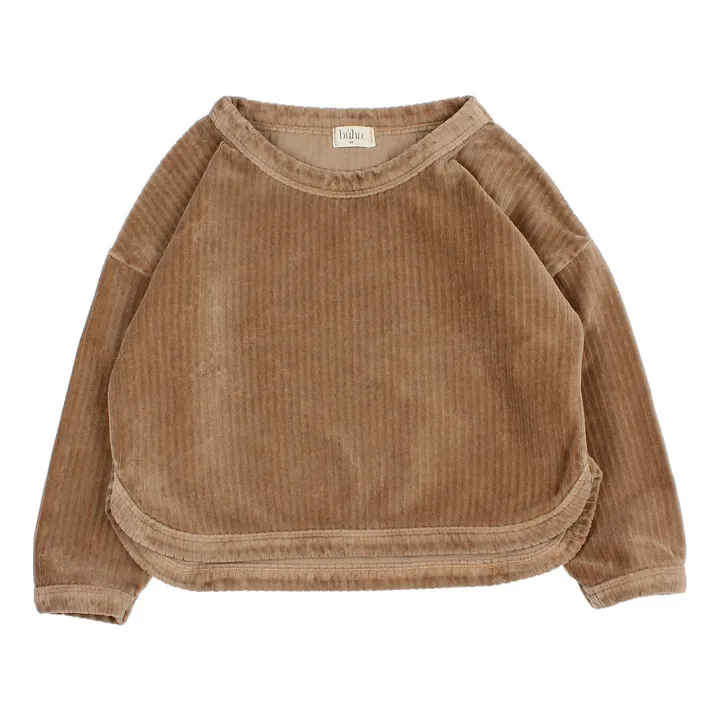Sweatshirt Velours Cindy | Kamelbraun- Produktbild Nr. 0