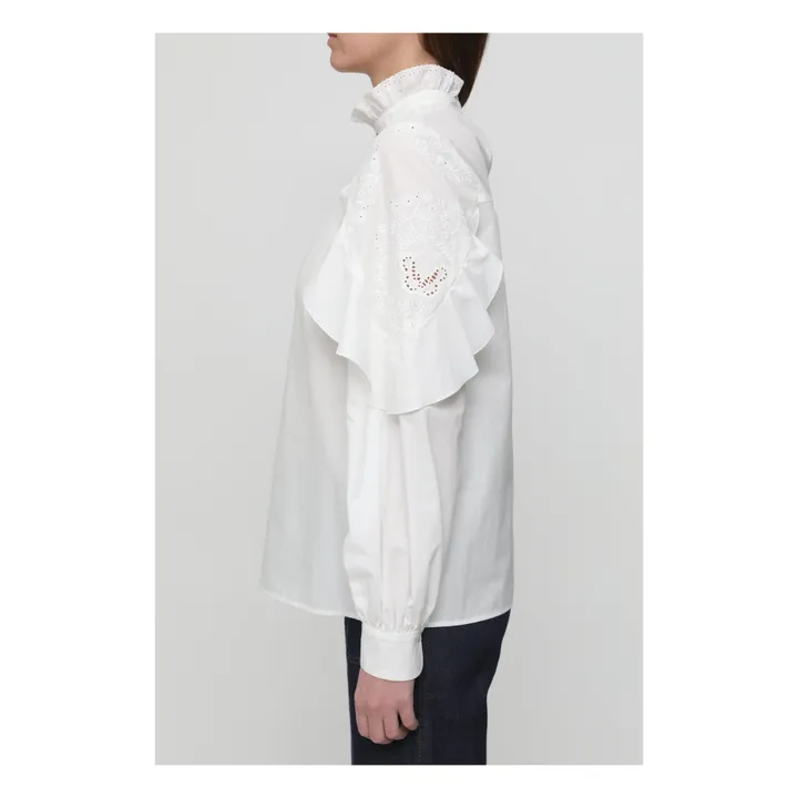 Blusa de encaje y algodón | Blanco- Imagen del producto n°2