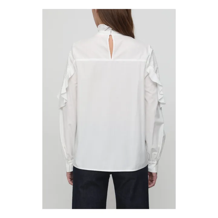 Blusa de encaje y algodón | Blanco- Imagen del producto n°3