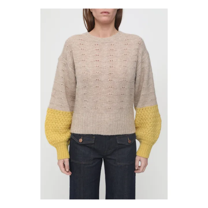 Jersey de punto calado y lana de alpaca | Beige- Imagen del producto n°1