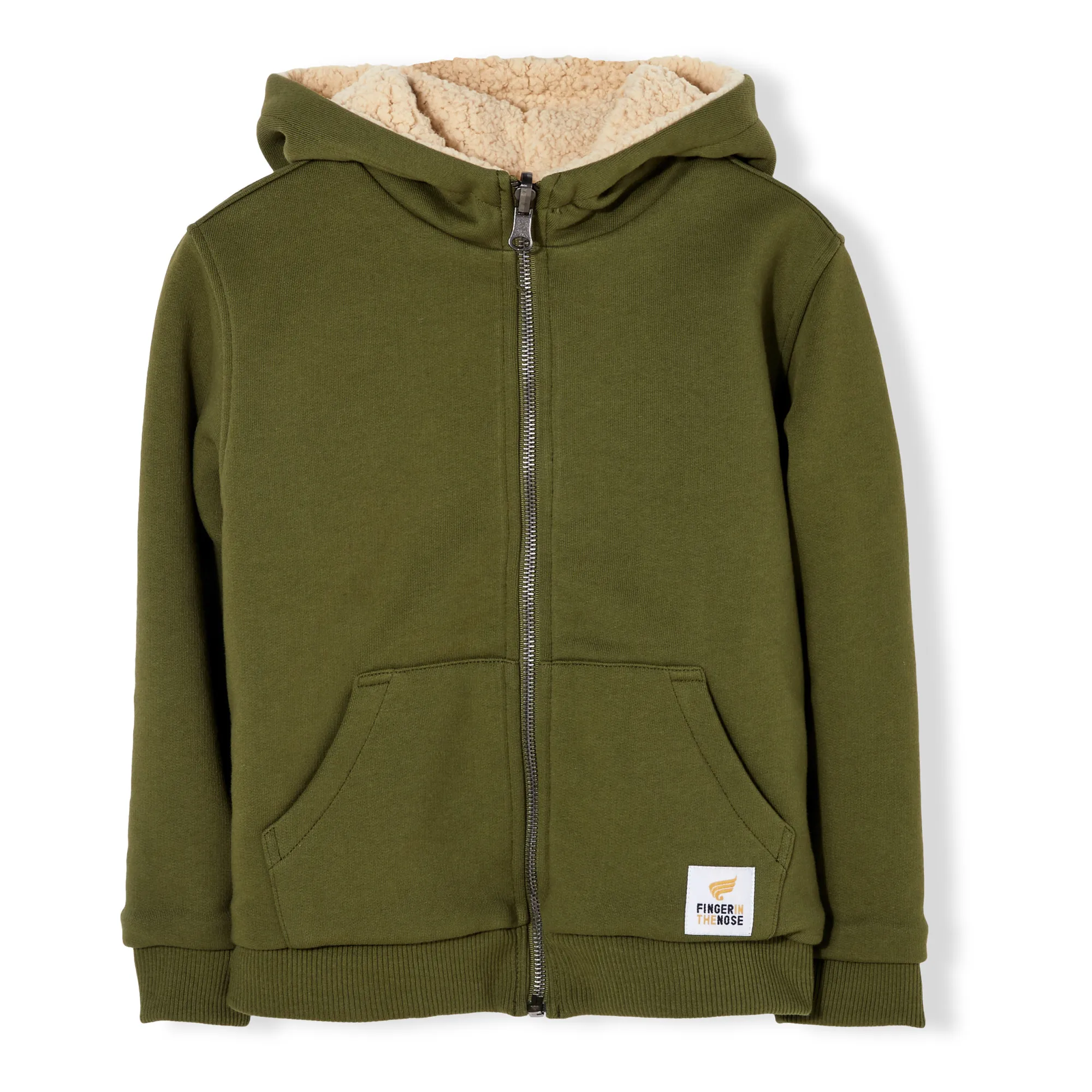 Finger In The Nose Khaki Hooper Reversible Fur-Lined Zipped Hoodie