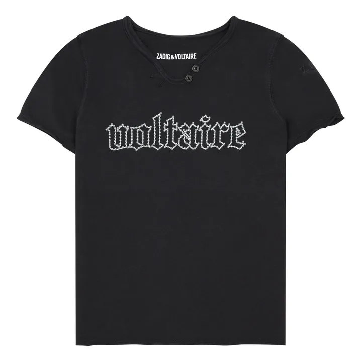 Camiseta Voltaire cuello tunecino | Gris Oscuro- Imagen del producto n°0