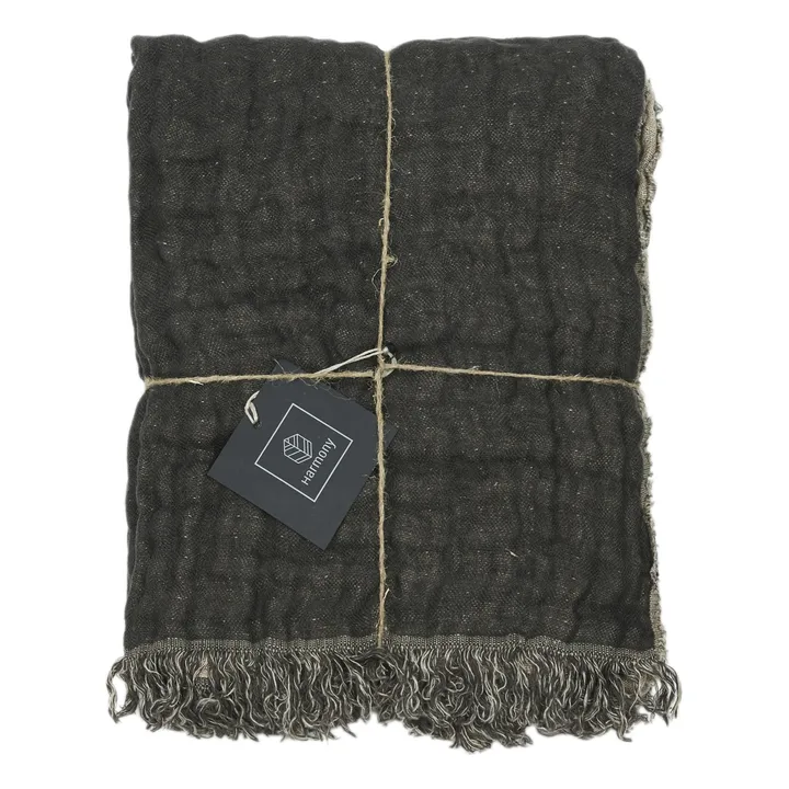 Manta de lino reversible Baya | Carbón- Imagen del producto n°0