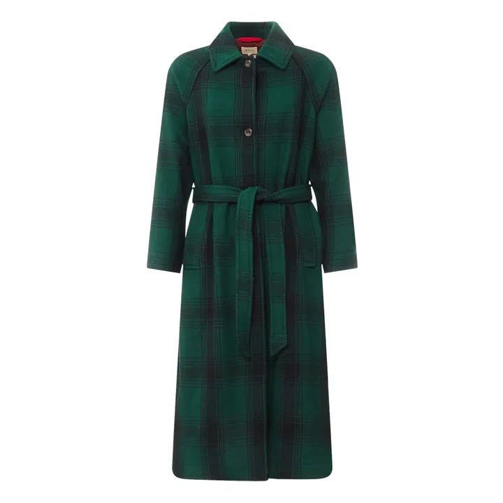 Abrigo Vermont de lana a cuadros - Colección mujer  | Verde Oscuro- Imagen del producto n°0