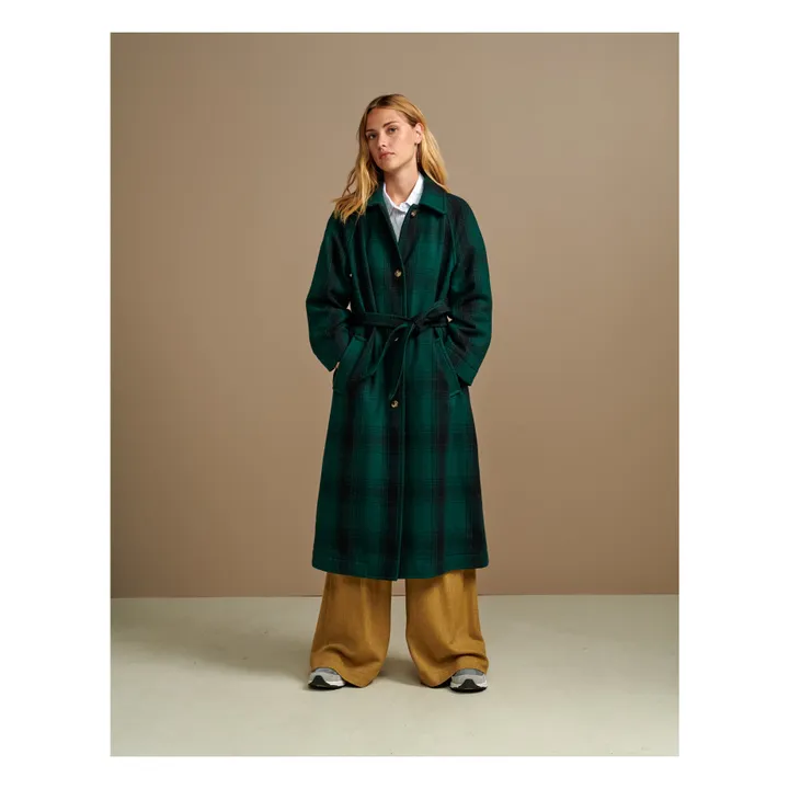 Abrigo Vermont de lana a cuadros - Colección mujer  | Verde Oscuro- Imagen del producto n°1