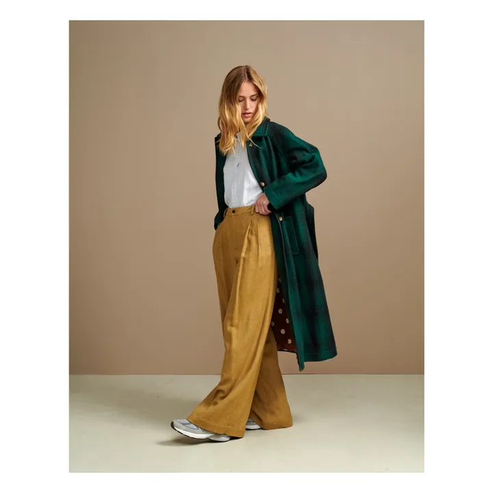 Abrigo Vermont de lana a cuadros - Colección mujer  | Verde Oscuro- Imagen del producto n°2