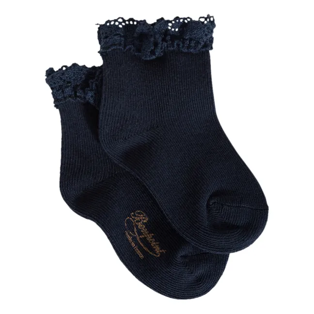Socken mit Spitze | Navy
