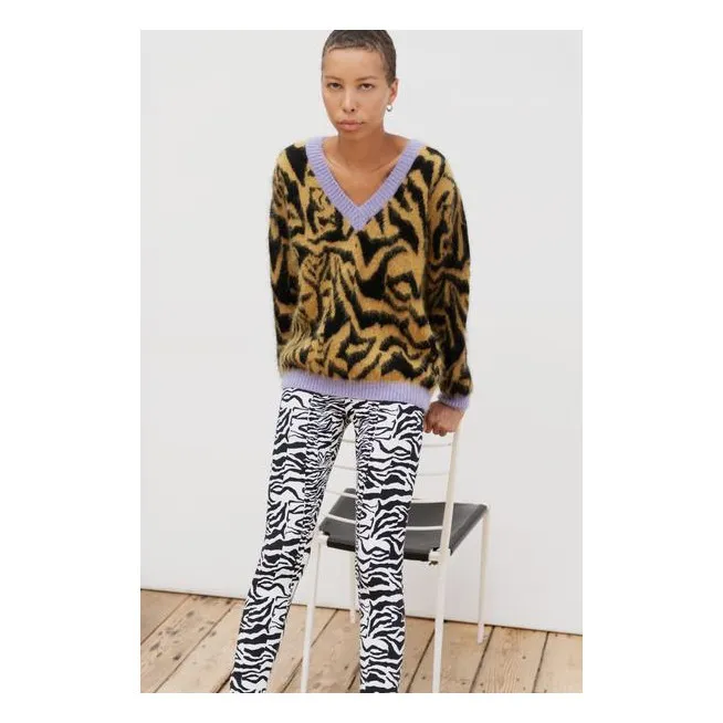 Pullover Zebra Boxy V-Neck | Gelb- Produktbild Nr. 1