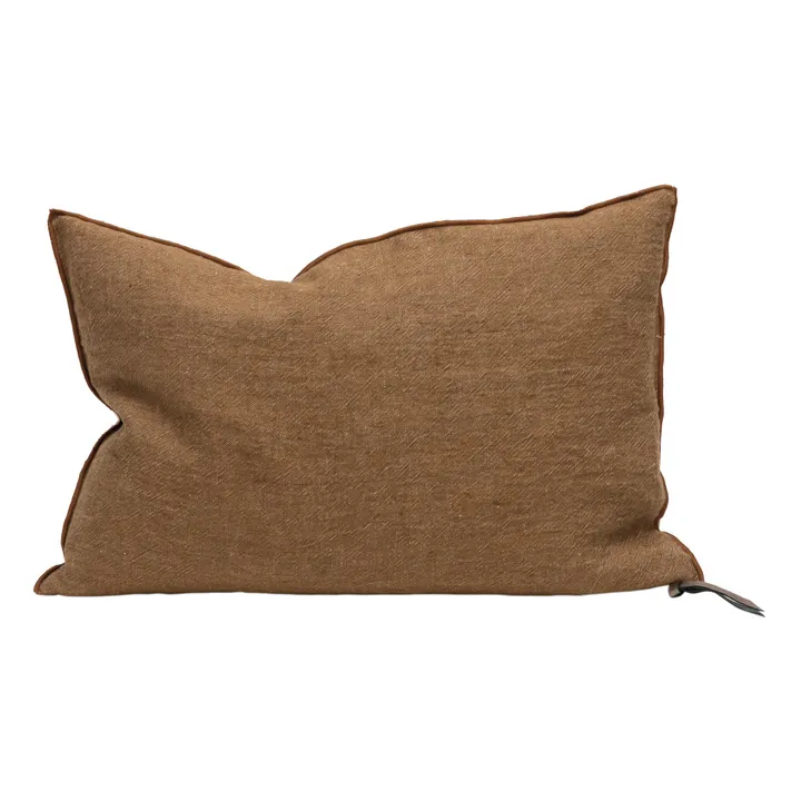 Vice Versa Washed Linen Cushion | Havane/Givré- Product image n°0