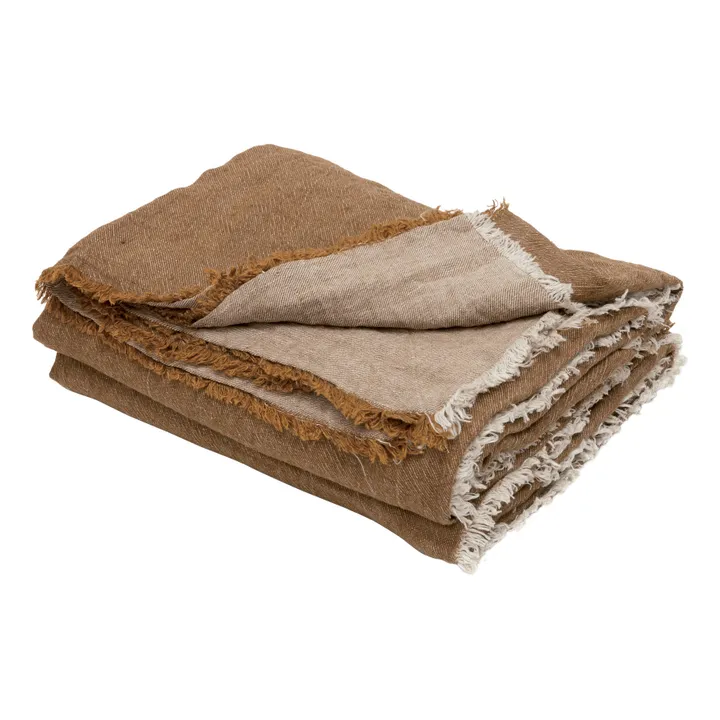 Vice Versa Washed Linen Blanket | Havane/Givré- Product image n°0