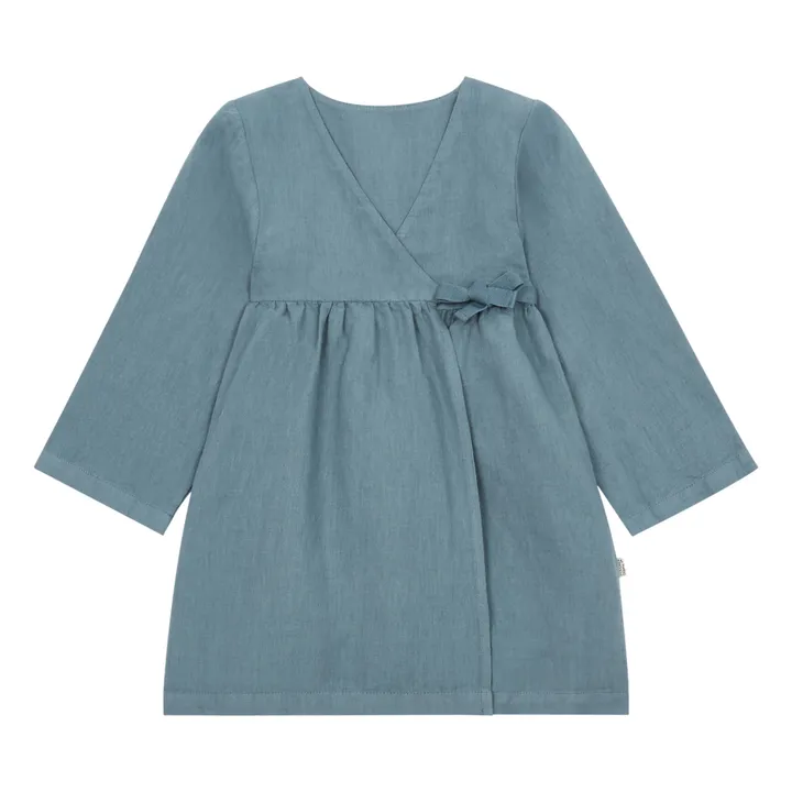 Kleid Cache-Cœur Goyave aus Leinen et Bio-Baumwolle | Graublau- Produktbild Nr. 0