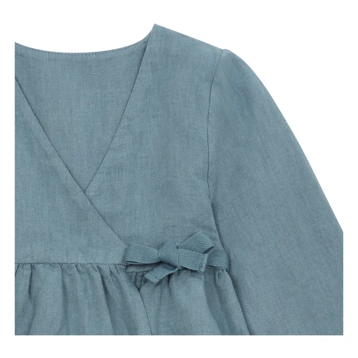 Kleid Cache-Cœur Goyave aus Leinen et Bio-Baumwolle | Graublau- Produktbild Nr. 1
