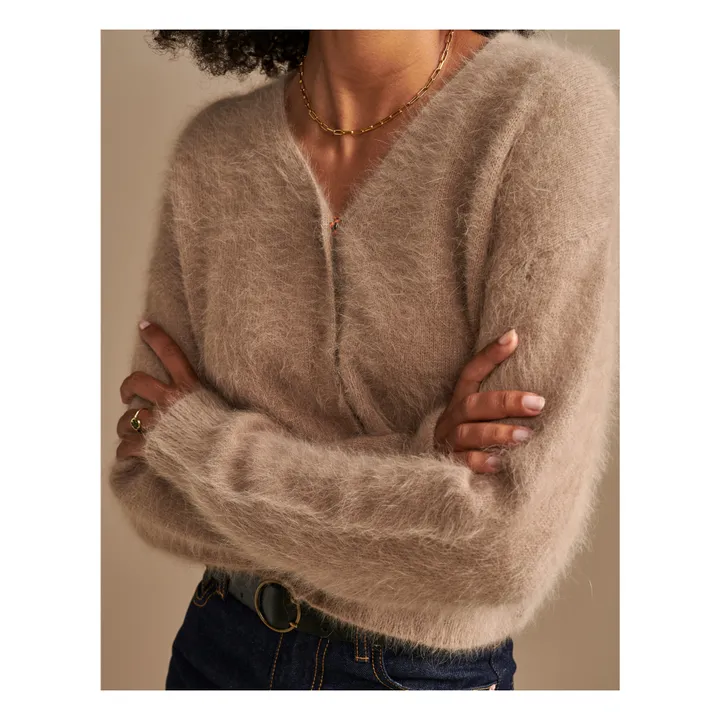 Cárdigan Datam de lana de Angora - Colección mujer  | Beige- Imagen del producto n°4