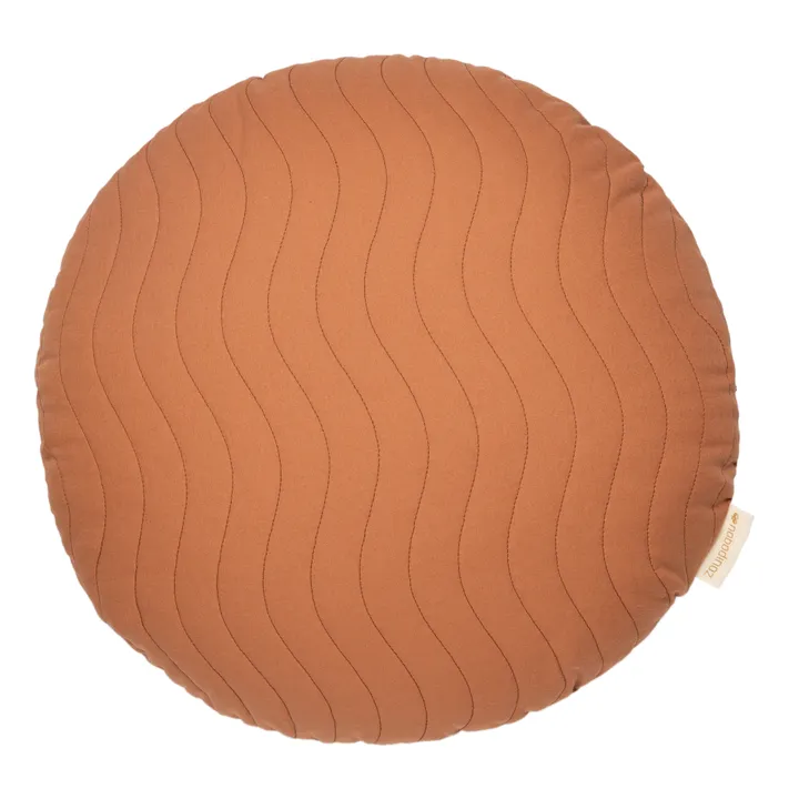 Cuscino rotondo Sitges in cotone bio | Terracotta- Immagine del prodotto n°0