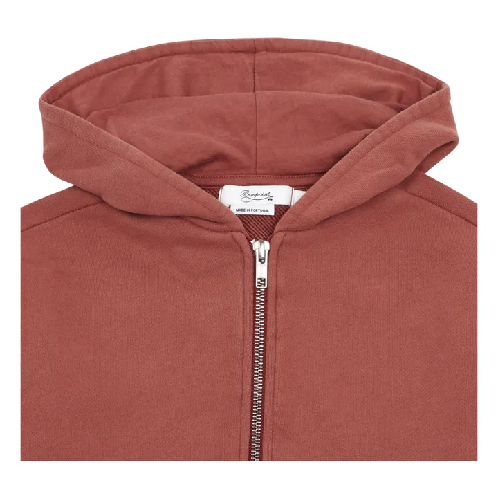 Sweatshirt mit Reißverschluss und Kapuze | ziegelrot- Produktbild Nr. 1