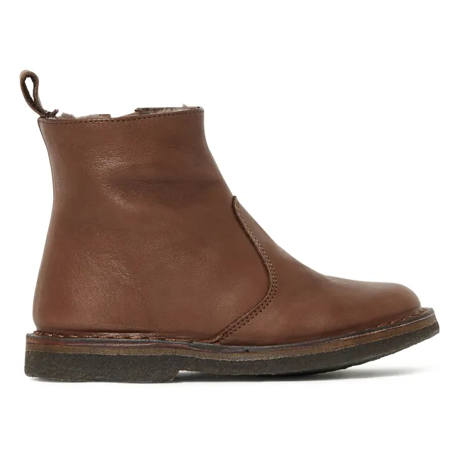 Fur Zip-up Boots | Brown