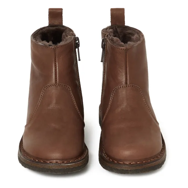 Fur Zip-up Boots | Brown