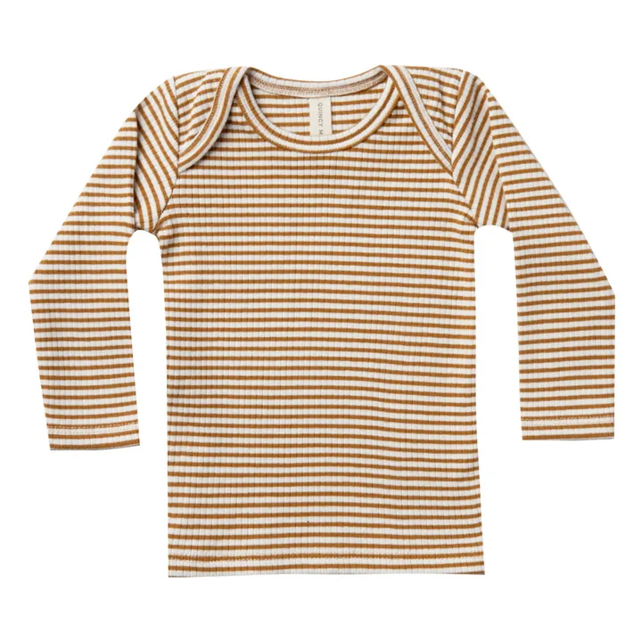 T-Shirt mit Streifen aus Bio-Baumwolle | Kamelbraun- Produktbild Nr. 0