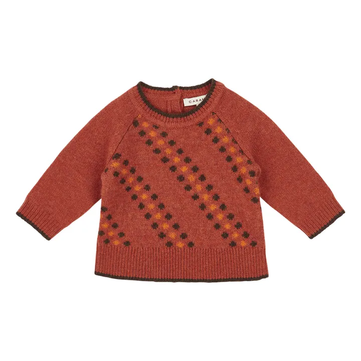 Pull in lana merino Egret da bebè | Ruggine- Immagine del prodotto n°0