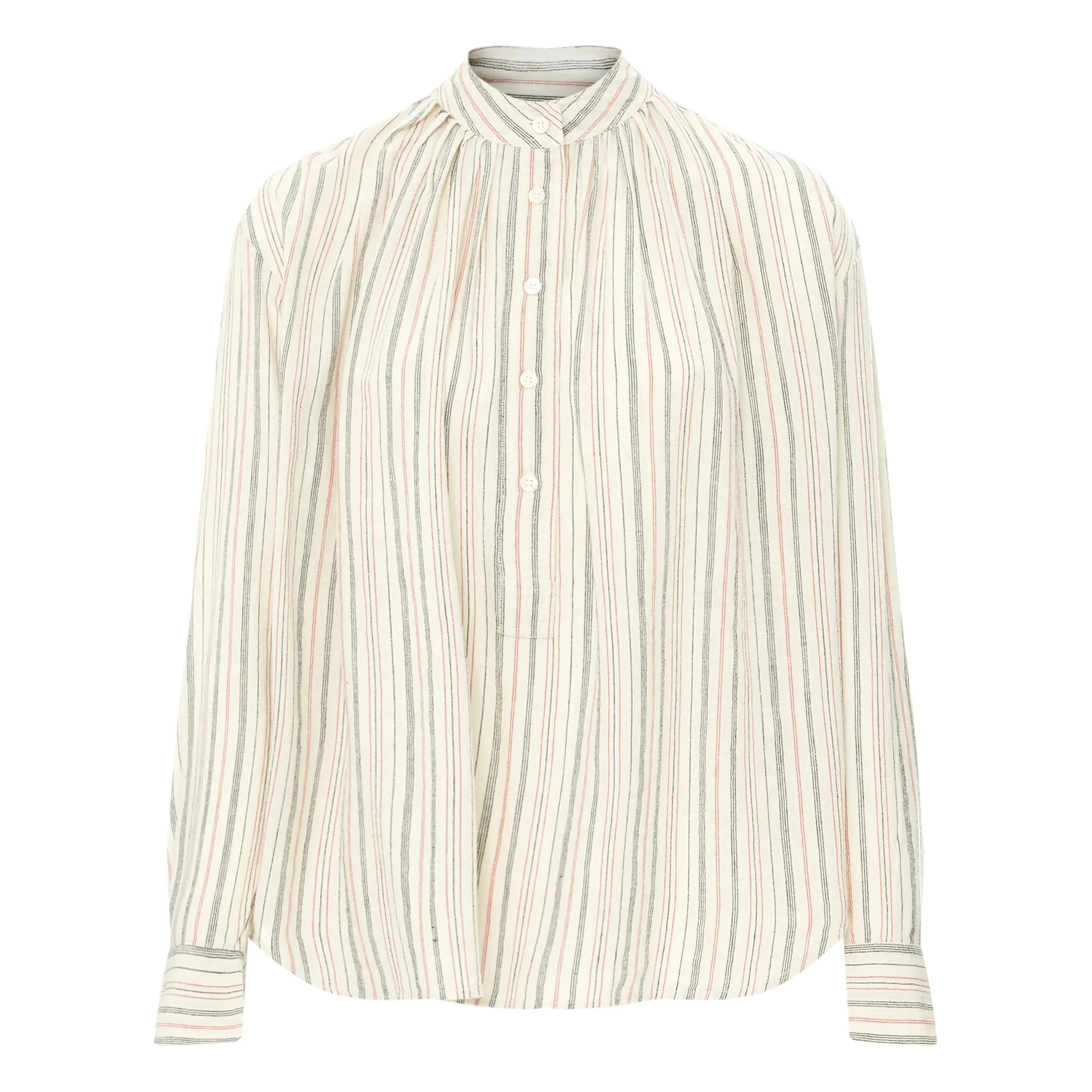Laurence Bras Ecru Striped Silk Blouse