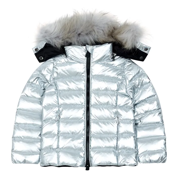 Opal Furred Down Jacket | Silver- Product image n°0