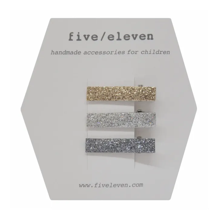 Mini Glittering Hairslides - Set of 3 | Silver- Product image n°0