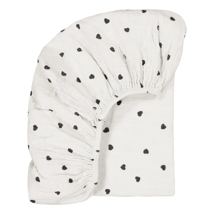 Olivia Hearts Fitted Sheet | Ecru- Product image n°0