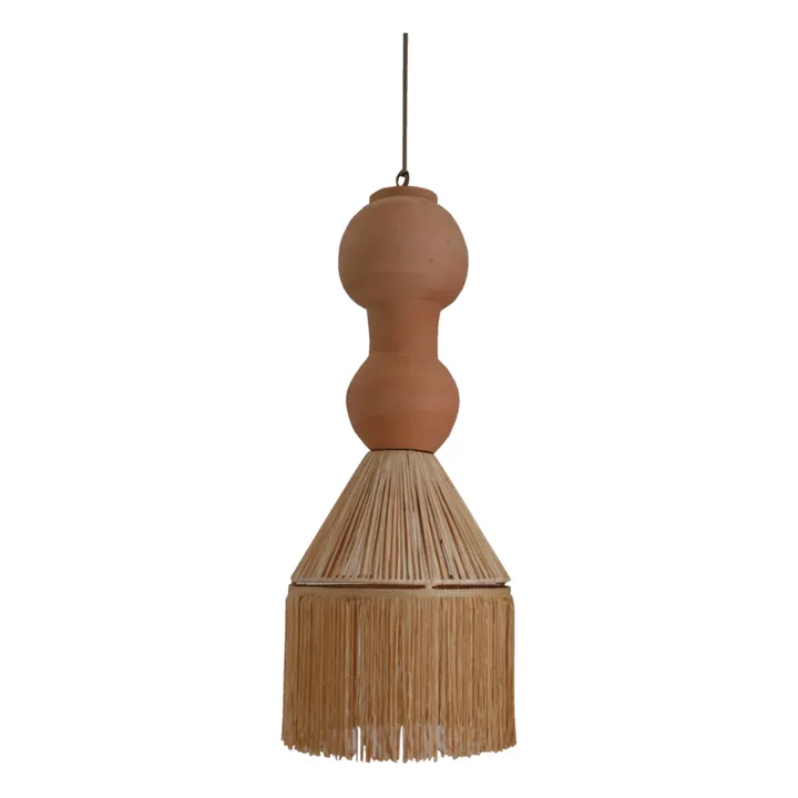 Georgette Raffia Fringed Pendant Lamp | Terracotta- Product image n°0