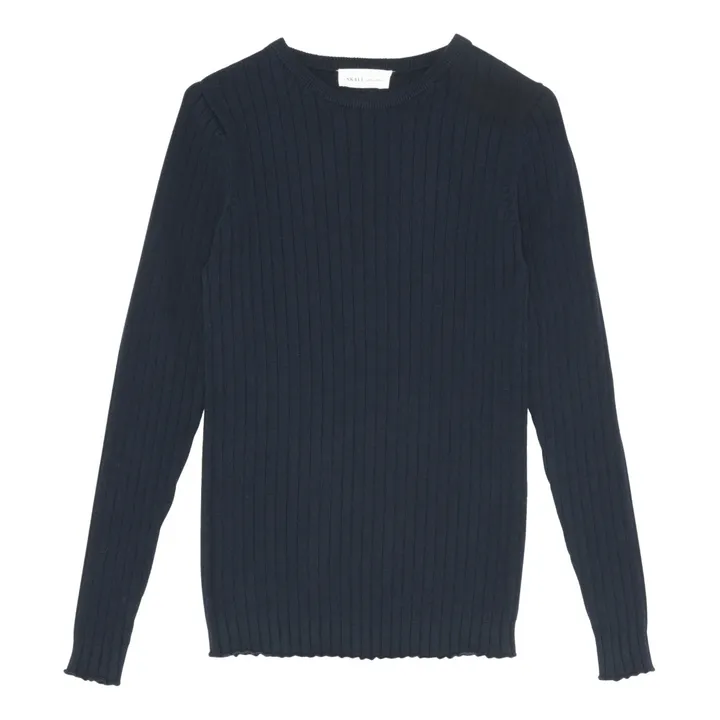 T-shirt Pablo in maglia in cotone bio | Blu marino- Immagine del prodotto n°0
