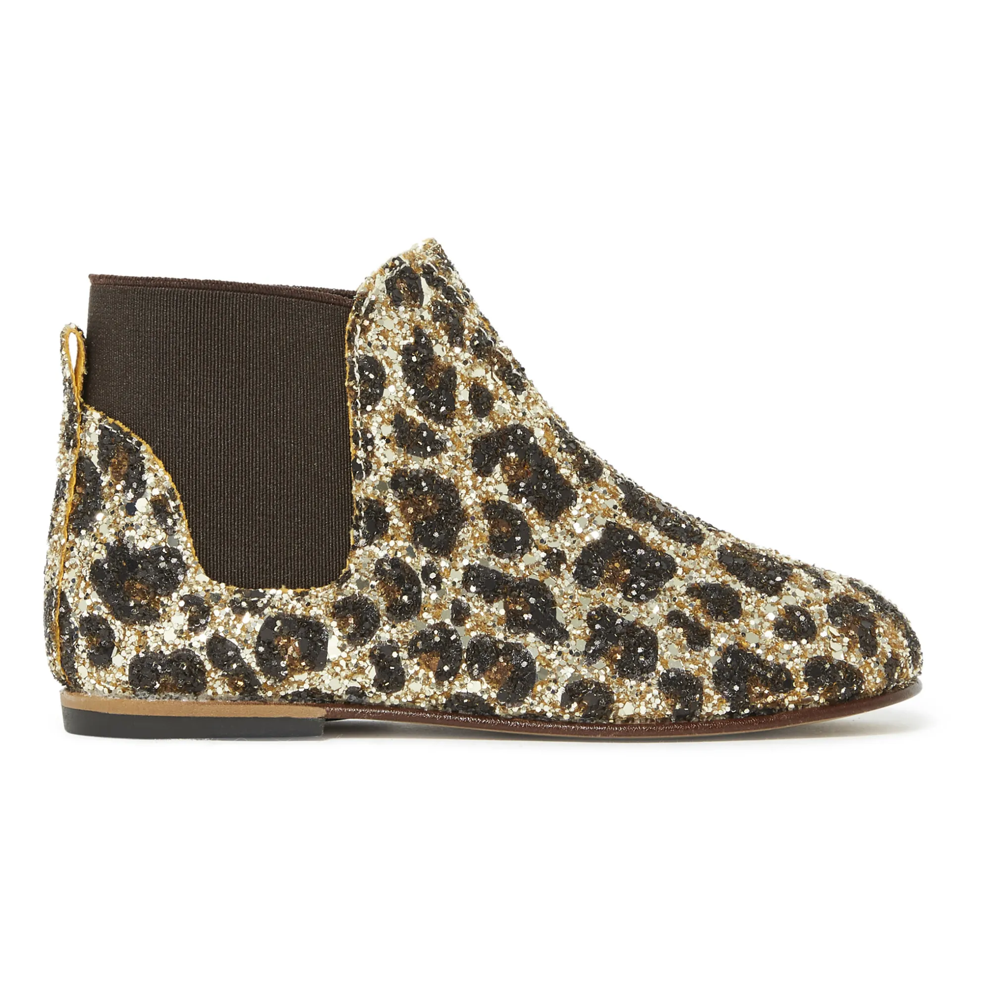 Babywalker Gold Glitter Leopard Chelsea Boots