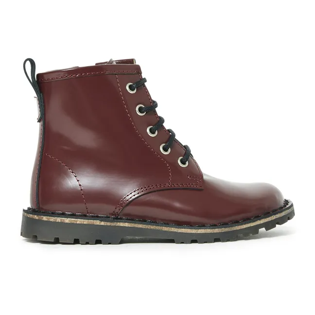 Zipped Lace-up Ankle Boots | Burgundy