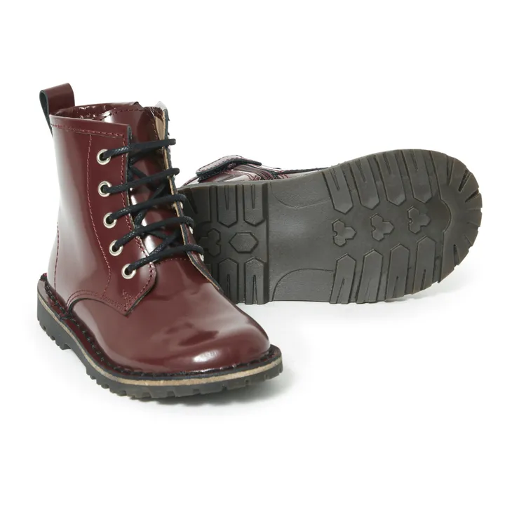 Zipped Lace-up Ankle Boots | Burgundy- Product image n°2