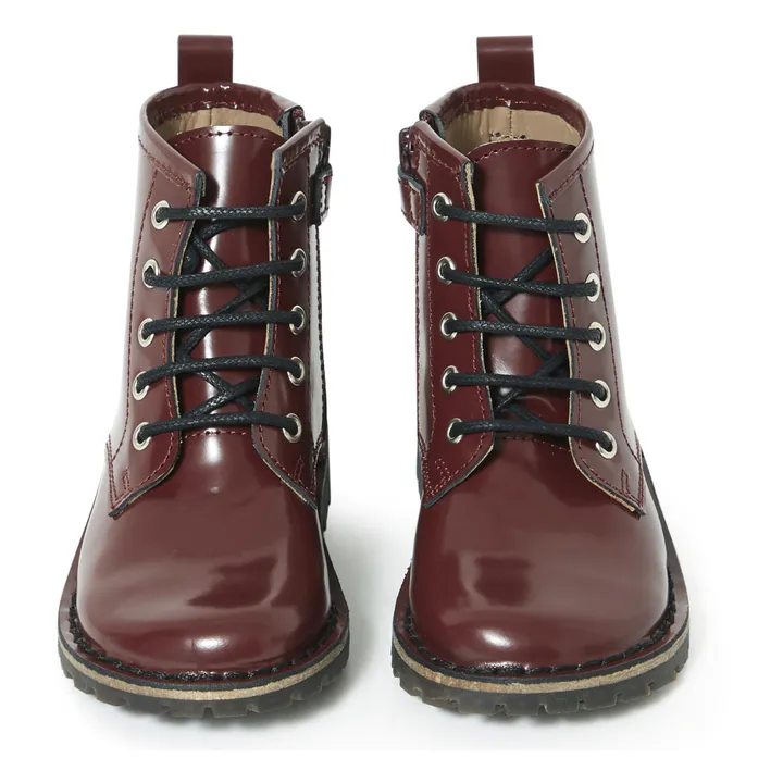 Zipped Lace-up Ankle Boots | Burgundy- Product image n°3