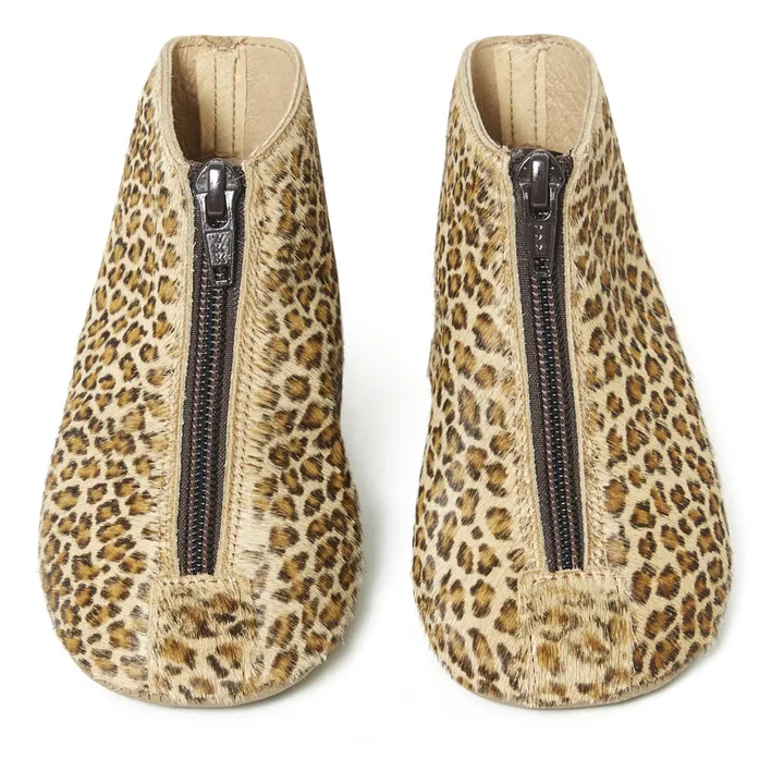 Patucos Leopard con cremallera | Camel- Imagen del producto n°3